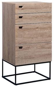 Komoda 4 szuflady szafka garderoba 106 x 51 cm metalowa ciemne drewno Acra Beliani