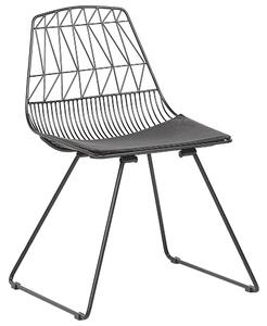 Zestaw 2 krzeseł czarny metalowy geometryczny poduszka na siedzisko z ekoskóry Harlan Beliani