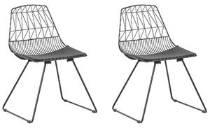 Zestaw 2 krzeseł czarny metalowy geometryczny poduszka na siedzisko z ekoskóry Harlan Beliani