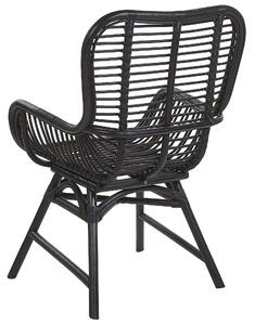 Rattanowe krzesło wysokie oparcie plecione czarne fotel styl boho Togo Beliani