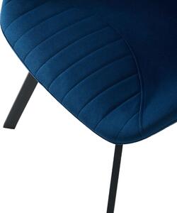 MebleMWM Krzesło tapicerowane DC-6350 | Welur | Niebieski #64 | Outlet