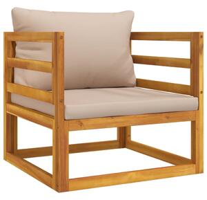 Krzesło ogrodowe z poduszkami taupe, lite drewno akacjowe
