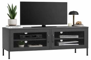 Stalowa szafka RTV w stylu loft antracyt Biały połysk D7-H28