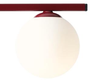 Modernistyczna lampa stołowa Zac szklana kula ball czerwona biała