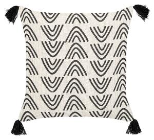 Bawełniana poduszka dekoracyjna wzór geometryczny 45x45 cm biało-czarna Mays Beliani