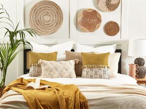2 bawełniane poduszki dekoracyjne wzór geometryczny 45x45 cm biało-żółte Woodi Beliani