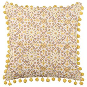 Bawełniana poduszka dekoracyjna wzór w kwiaty 45x45 cm żółta Lycrois Beliani