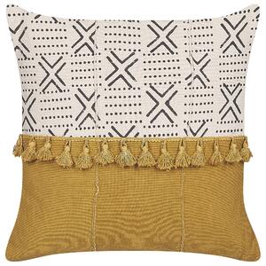 Bawełniana poduszka dekoracyjna wzór geometryczny 45x45 cm biało-żółta Woodi Beliani