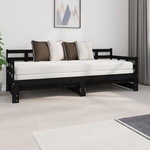 Łóżko rozsuwane, czarne, lite drewno sosnowe, 2x(80x200) cm