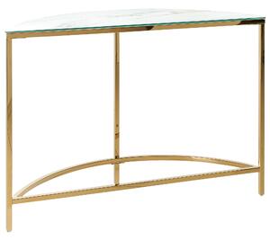 Nowoczesna półokrągła konsola stolik szkło stal efekt marmuru biało-złota Orita Beliani