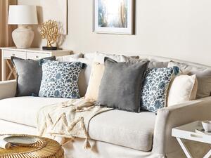 2 bawełniane poduszki dekoracyjne wzór w kwiaty 45x45 cm biało-niebieskie Rumex Beliani