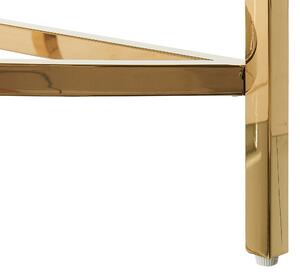 Nowoczesna półokrągła konsola stolik szkło stal efekt marmuru biało-złota Orita Beliani
