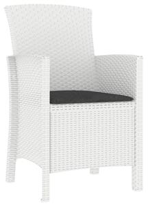 Krzesło ogrodowe z poduszką, rattan PP, białe