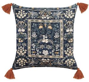 Poduszka dekoracyjna w kwiaty frędzle welur bawełna 45x45cm wielokolorowa Panax Beliani
