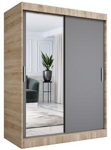Szafa przesuwna z lustrem 150 cm dąb sonoma + antracyt C4-S07