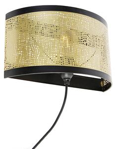 Kinkiet / Lampa scienna vintage czarny z mosiądzem 30x17 cm - Kayleigh Oswietlenie wewnetrzne