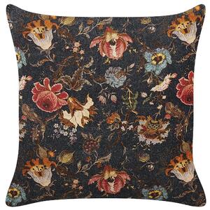 Poduszka dekoracyjna w kwiaty welur bawełna 45x45cm wielokolorowa Ramonda Beliani