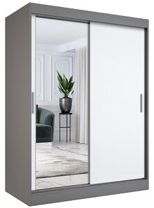 Szafa 150x200 przesuwna z lustrem antracyt + biały L5-F53