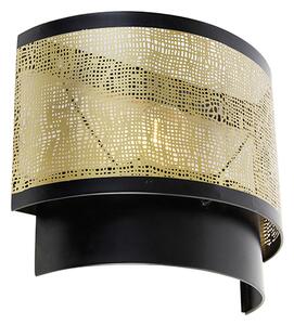 Kinkiet / Lampa scienna vintage czarny z mosiądzem 30x25 cm - Kayleigh Oswietlenie wewnetrzne