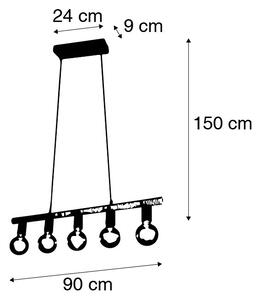 Wiejska lampa wisząca czarna 5-punktowa ze sznurkiem - Wilma Oswietlenie wewnetrzne