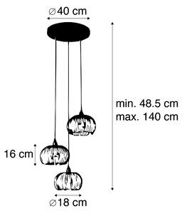 Industrialna lampa wisząca miedziana 3-punktowa - Finn Oswietlenie wewnetrzne