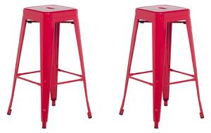 Zestaw 2 hokerów stołków barowych metalowy 76 cm czerwony Cabrillo Beliani