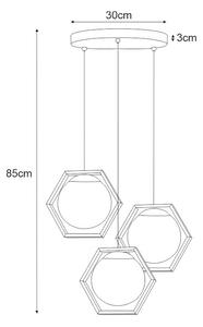 Geometryczna lampa z 3 szklanymi zwisami - S771-Hona