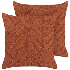 2 poduszki dekoracyjne bawełna 45 x 45 cm geometryczny wzór pomarańczowe Lewisia Beliani