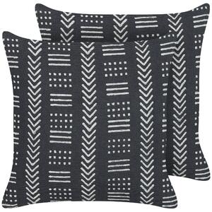 2 bawełniane poduszki dekoracyjne wzór geometryczny 45x45 cm czarno-białe Benzoin Beliani