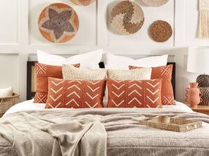 2 bawełniane poduszki dekoracyjne jednolite 35 x 55 cm pomarańczowe Albium Beliani