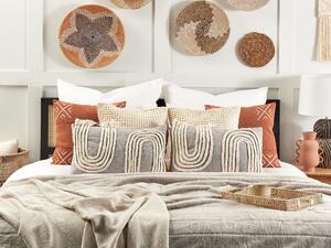 2 bawełniane poduszki dekoracyjne jednolita 35 x 55 cm beżowo-szare Ocimum Beliani