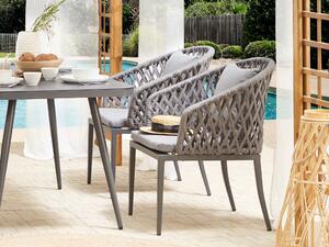 Zestaw 2 krzeseł jadalnianych ogrodowych aluminium z poduszkami szare Lipari Beliani