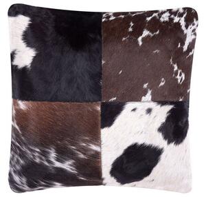 Poduszka dekoracyjna ciemnobrązowa skórzana patchwork x cm z wypełnieniem Marady Beliani