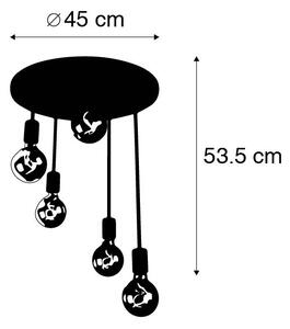 Nowoczesna lampa sufitowa czarna 5-punktowa - Facil Oswietlenie wewnetrzne