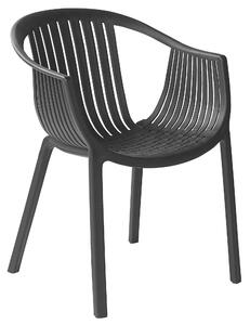 Zestaw 4 krzeseł ogrodowych plastikowych z podłokietnikami czarny sztaplowany Napoli Beliani