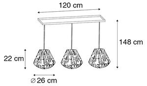 Bambusowa lampa wisząca z białymi wydłużonymi 3-punktami - Canna Diamond Oswietlenie wewnetrzne