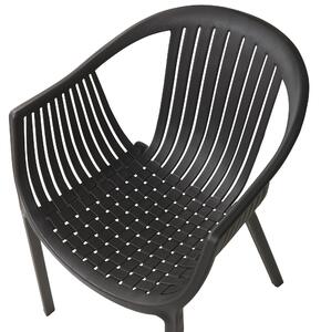 Zestaw 4 krzeseł ogrodowych plastikowych z podłokietnikami czarny sztaplowany Napoli Beliani