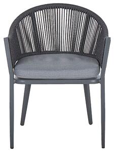 Zestaw 2 krzeseł jadalnianych ogrodowych aluminium z poduszkami szare Mileto Beliani