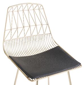 Zestaw 2 krzeseł barowych hokery metalowe czarne poduszka z ekoskóry Preston Beliani