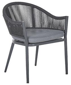 Zestaw mebli ogrodowych stół 4 krzesła aluminium mat poduszki szary Mileto Beliani
