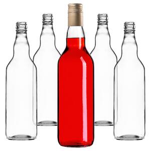 Szklana butelka Monopol 700ml z długą złotą zakrętką 5 szt