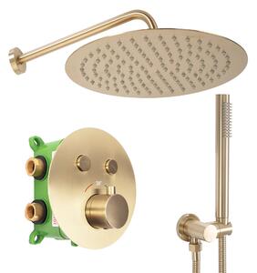 Zestaw Prysznicowy Podtynkowy LUNGO MILER Złoty szczotkowany z termostatem + BOX