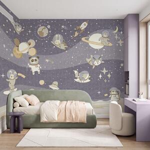 Fototapeta Kreskówkowa scena kosmiczna z planetami i gwiazdami, Fototapety Dziecięce, Popularne Fototapety, u62416v1 - Tapeko.pl
