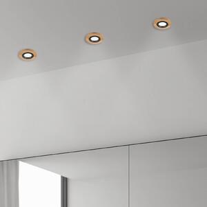 Lampa sufitowa wpuszczana Tobby, Ø 10 cm, zestaw 3 szt., drewno dębowe GU10 Tobby Lamkur, możliwość ściemniania, jasne drewno, salon / jadalnia, drewno, skandynawski