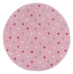 Różowy dywan dziecięcy ø 100 cm Little Hearts – Hanse Home