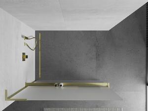 Mexen Kioto+ L ścianka prysznicowa z półką Walk-in 120 x 200 cm, szron, złota szczotkowana - 800-120-123-55-30