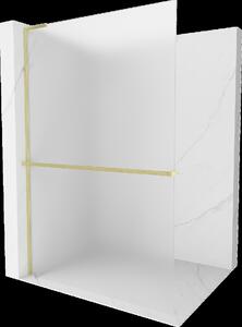 Mexen Kioto+ L ścianka prysznicowa z półką Walk-in 120 x 200 cm, szron, złota szczotkowana - 800-120-123-55-30