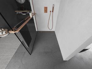 Mexen Kioto+ L ścianka prysznicowa z półką Walk-in 60 x 200 cm, czarny wzór, miedź szczotkowana - 800-060-123-65-70