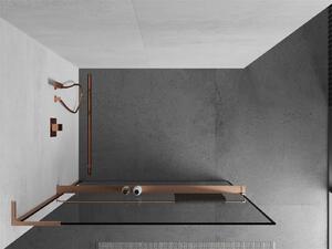 Mexen Kioto+ L ścianka prysznicowa z półką Walk-in 60 x 200 cm, czarny wzór, miedź szczotkowana - 800-060-123-65-70