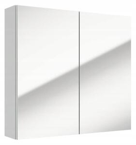 Szafka azienkowa z lustrem - szafka z lustrem w kolorze biaym - wiszca wska szafka azienkowa, 3 póki, meble azienkowe (65 x 60 cm)